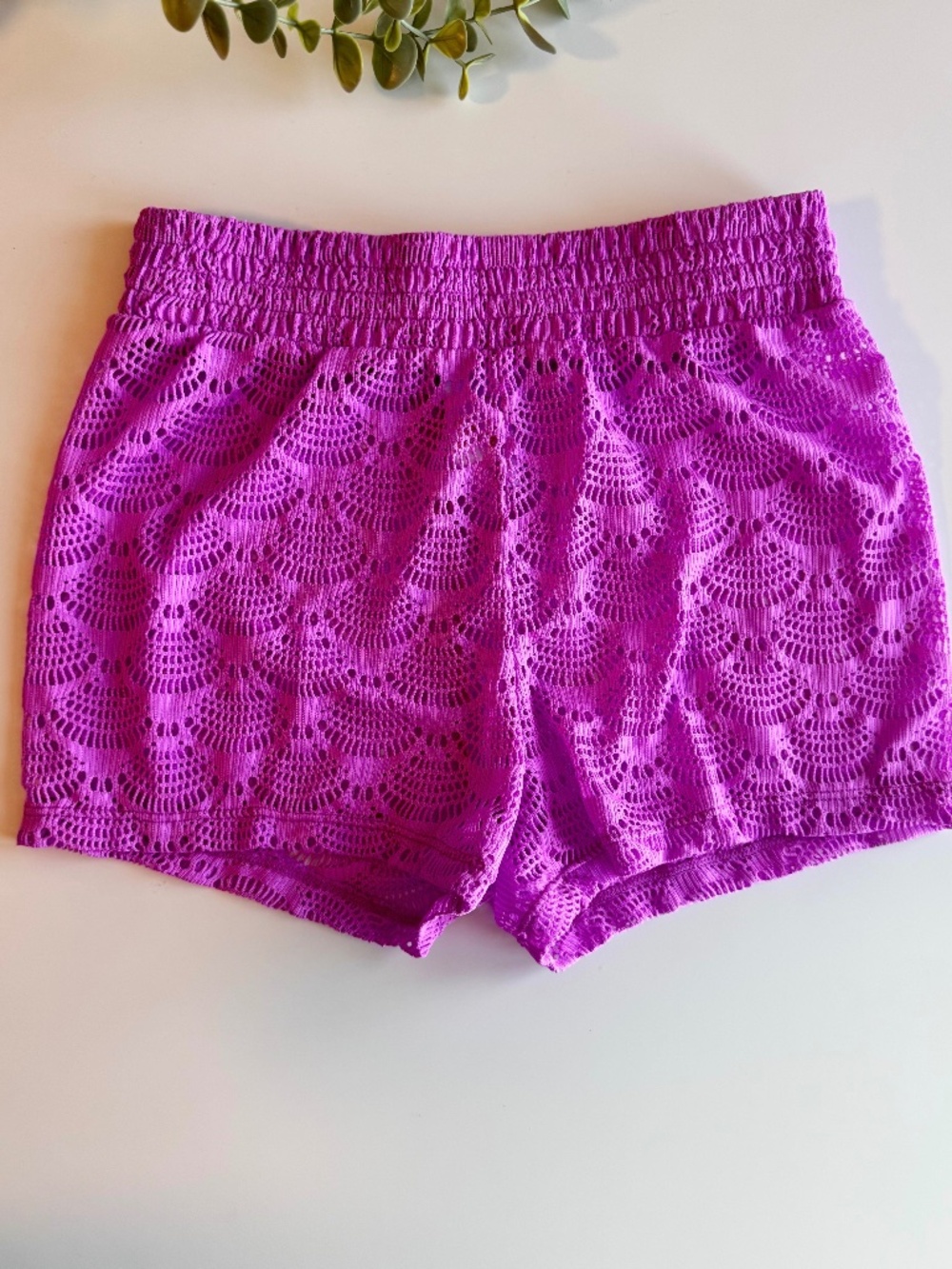Cat & Jack Girls Pink Crochet Swim Cover-Up Shorts | Beach Cover Up | Size M (8)